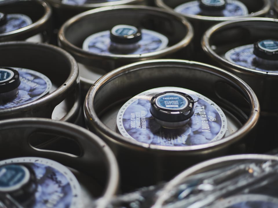 Kegs in storage
